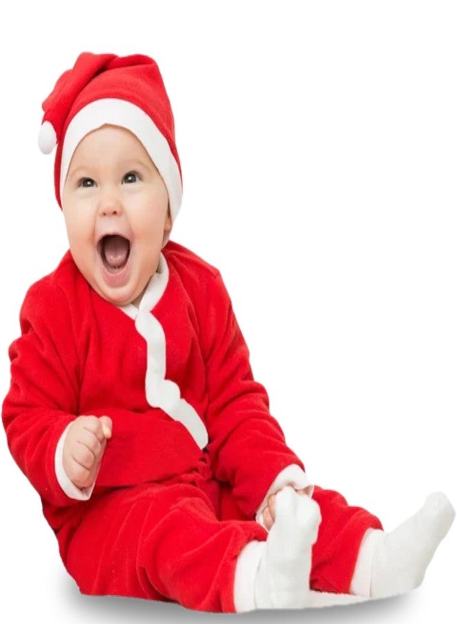 DIKANG Santa Claus Dress for Kids - Unisex | Premium Santa Claus Christmas Dress for Baby Boys and Girls | Santa Costume Set for Kids with Jacket, Pant, Cap and Pouch for Christmas Party (3-4 Year) - Image 1